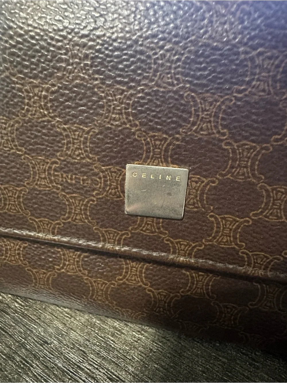 Vintage CELINE Macadam Triomphe Canvas Leather Trifold Wallet Italy